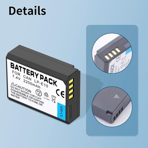 بطارية بديلة LP-E10 ليثيوم أيون متوافقة مع كاميرا Canon LP E10 EOS Rebel T7 T6 T5 T3 T100، Kiss X50 X70 X70 X80 X90، EOS 1100D 1200D 1300D 1500D 2000D 3000D 4000D (2200 مللي أمبير في الساعة) in Kuwait