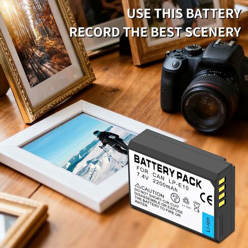 بطارية بديلة LP-E10 ليثيوم أيون متوافقة مع كاميرا Canon LP E10 EOS Rebel T7 T6 T5 T3 T100، Kiss X50 X70 X70 X80 X90، EOS 1100D 1200D 1300D 1500D 2000D 3000D 4000D (2200 مللي أمبير في الساعة) in Kuwait