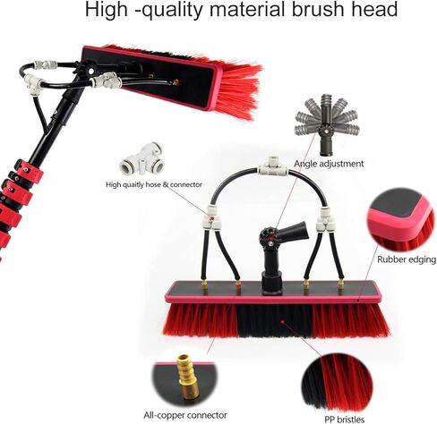 Extendable Window Cleaning Tool for Conservatory Roofs & Solar Panel Maintenance - 30cm Large Brush Head with Water Hole for Efficient Cleaning in Saudi Arabia