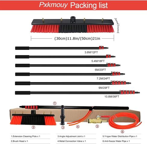 Extendable Window Cleaning Tool for Conservatory Roofs & Solar Panel Maintenance - 30cm Large Brush Head with Water Hole for Efficient Cleaning in Saudi Arabia