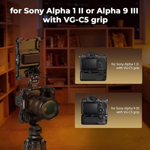 قفص كاميرا SmallRig A1 II / A9 III لهاتف Sony Alpha 1 II/Alpha 9 III مع مقبض عمودي VG-C5، قفل آمن ثلاثي النقاط، مع لوحة مدمجة لـ Arca وخيارات التركيب المتنوعة in Kuwait