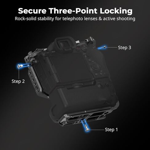 قفص كاميرا SmallRig A1 II / A9 III لهاتف Sony Alpha 1 II/Alpha 9 III مع مقبض عمودي VG-C5، قفل آمن ثلاثي النقاط، مع لوحة مدمجة لـ Arca وخيارات التركيب المتنوعة in Kuwait