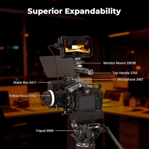 قفص كاميرا SmallRig A1 II / A9 III لهاتف Sony Alpha 1 II/Alpha 9 III مع مقبض عمودي VG-C5، قفل آمن ثلاثي النقاط، مع لوحة مدمجة لـ Arca وخيارات التركيب المتنوعة in Kuwait