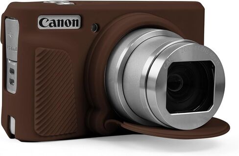 حافظة لكاميرا Canon PowerShot SX740 SX730 HS، غطاء واقٍ من السيليكون الناعم مع غطاء عدسة قابل للإزالة، واقي حافظة كاميرا SX740 HS مضاد للانزلاق ومضاد للخدش (بني) in Kuwait
