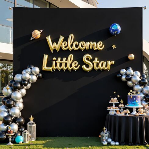 Black Square Arch Backdrop Cover 8x8FT, Double-Sided Stretchy Spandex Fabric Fits Square Arch Backdrop Stand, Black Background Backdrop for Wedding Baby Shower Birthday Party Decorations in Kuwait