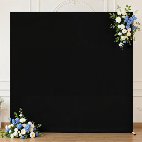 Black Square Arch Backdrop Cover 8x8FT, Double-Sided Stretchy Spandex Fabric Fits Square Arch Backdrop Stand, Black Background Backdrop for Wedding Baby Shower Birthday Party Decorations in Saudi Arabia