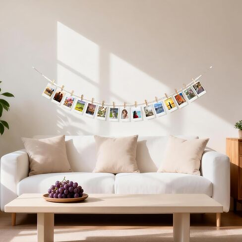 Hanging Photo Display, 67 Inch Boho Wooden Bead Garland Photo Banner with 15 Clips, Kids Artwork Display Picture Postcard Display, Photo Hanger for Bedroom Dorm Office Wall Decor Teen Gifts in Saudi Arabia