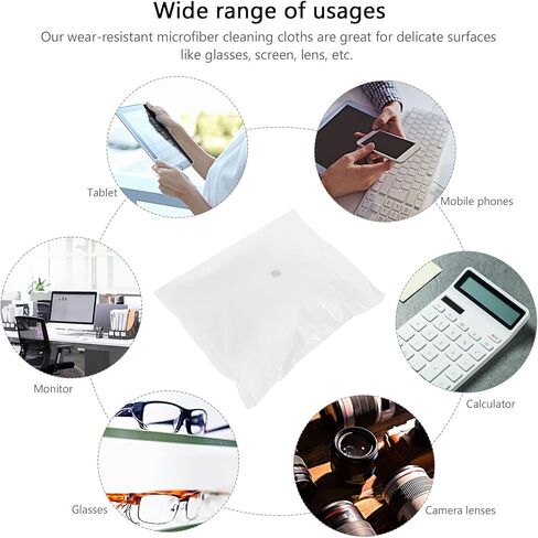 Artibetter 100 قطعة من قماش تنظيف الألياف الدقيقة فائق الدقة مناديل للعدسات البصرية للاستخدام الصناعي مقاس 6x6 بوصة، قماش مسح عدسة الكاميرا البيضاء in Kuwait