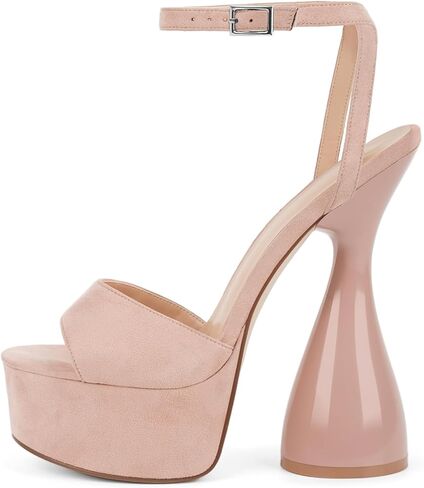 LISHAN Women's Platform Heeled Sandals Slingback Block High Heels in Kuwait