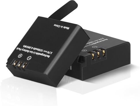 2 × 1350 مللي أمبير بطاريات قابلة للشحن متوافقة مع AKASO Brave 7LE (ليست لـ Brave 7)، WOLFANG GA420/ GA400/ GA460، XTU S3/ S6، Surfola SF630، Rollei 6s Plus/8s Plus/9s Plus/10s Plus/11s Plus in Kuwait