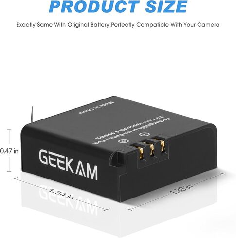 2 × 1350 مللي أمبير بطاريات قابلة للشحن متوافقة مع AKASO Brave 7LE (ليست لـ Brave 7)، WOLFANG GA420/ GA400/ GA460، XTU S3/ S6، Surfola SF630، Rollei 6s Plus/8s Plus/9s Plus/10s Plus/11s Plus in Kuwait