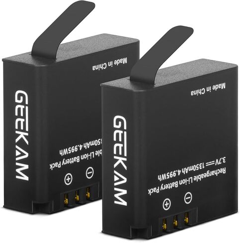 2 × 1350 مللي أمبير بطاريات قابلة للشحن متوافقة مع AKASO Brave 7LE (ليست لـ Brave 7)، WOLFANG GA420/ GA400/ GA460، XTU S3/ S6، Surfola SF630، Rollei 6s Plus/8s Plus/9s Plus/10s Plus/11s Plus in Kuwait