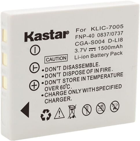 شاحن سريع وبطارية بديلة 3X متوافقة مع Kastar لـ FNP-40، NP-40N، CGA-S004، CGA-S004A، CGA-S004E، CGR-S001B، DMW-BCB7، KLIC-7005، SLB-0737 in Kuwait