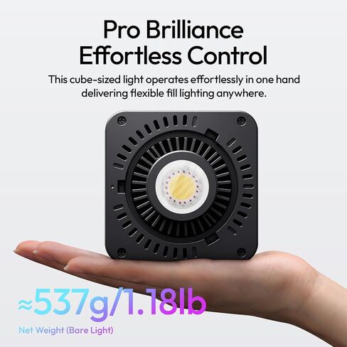 ULANZI C60 60W RGB COB Video Light، 537 جرامًا محمولًا مع بطارية 3300 مللي أمبير في الساعة، إضاءة إخراج مستمرة 2500K-6500K، حامل بوينز صغير لتصوير الفيديو in Kuwait