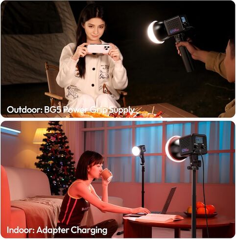 ULANZI C60 60W RGB COB Video Light، 537 جرامًا محمولًا مع بطارية 3300 مللي أمبير في الساعة، إضاءة إخراج مستمرة 2500K-6500K، حامل بوينز صغير لتصوير الفيديو in Kuwait
