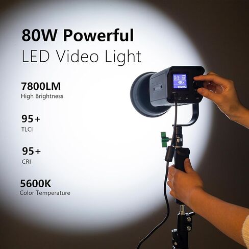 VILTROX مصباح فيديو LED مستمر محمول مع تطبيق، 80 وات 5600 ك 2800 ك ~ 8500 ك ثنائي اللون CRI95 + مصباح استوديو COB LED للتصوير الفوتوغرافي والفيديو والزفاف ويوتيوب والتصوير الخارجي (Weeylite Ninja-300) in Kuwait