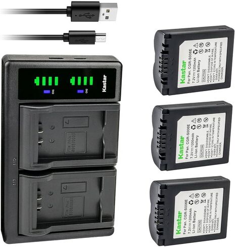 استبدال شاحن بطارية USB Kastar CGA-S006 LTD2 لباناسونيك CGA-S006، CGA-S006e، CGR-S006، CGR-S006e، بطارية DMW-BMA7، شاحن باناسونيك DE-A44، DE-994، DE-994A in Kuwait