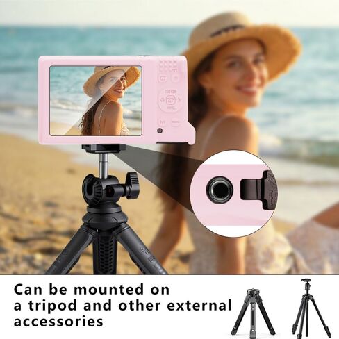 حافظة سيليكون لهاتف Canon PowerShot ELPH 360/IXY 650 مع واقي شاشة وحبل، غطاء كاميرا ناعم مضاد للخدش، غطاء حماية نحيف لجسم الكاميرا - وردي in Kuwait