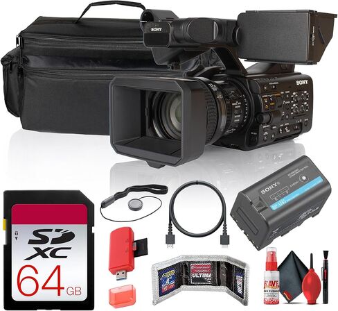 كاميرا فيديو سوني PXW-Z300، كاميرا فيديو احترافية 3-CMOS مع عدسة تكبير 17× + بطاقة 64 جيجابايت + قارئ بطاقات + محفظة ذاكرة + حافظة للغطاء + المزيد in Kuwait
