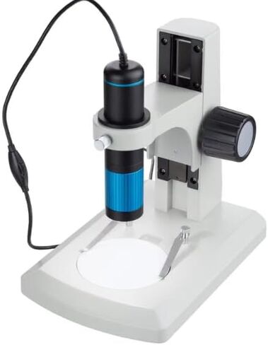 AmScope UTP5100B 5.0MP مجهر رقمي محمول USB بتكبير بؤري مستمر - تكبير 28X-220X، حامل مسار، مستشعر CMOS احترافي 5 ميجابكسل، ضوء حلقة LED متغير، متوافق مع Windows/Mac in Kuwait