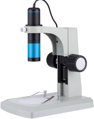 AmScope UTP5100B 5.0MP مجهر رقمي محمول USB بتكبير بؤري مستمر - تكبير 28X-220X، حامل مسار، مستشعر CMOS احترافي 5 ميجابكسل، ضوء حلقة LED متغير، متوافق مع Windows/Mac in Kuwait