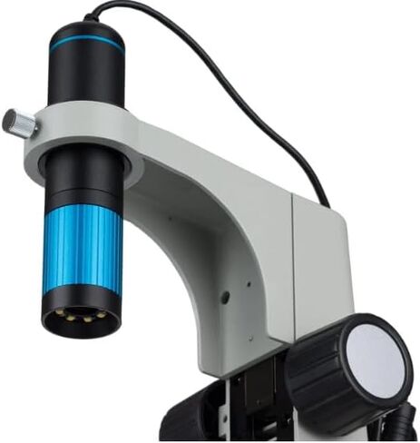AmScope UTP5100B 5.0MP مجهر رقمي محمول USB بتكبير بؤري مستمر - تكبير 28X-220X، حامل مسار، مستشعر CMOS احترافي 5 ميجابكسل، ضوء حلقة LED متغير، متوافق مع Windows/Mac in Kuwait