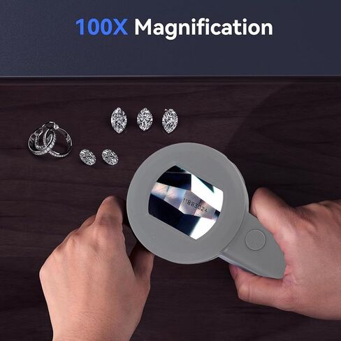 مجهر رقمي، تركيز ثابت 100X، تكبير 4X، شاشة LCD 2 بوصة، عدسة مكبرة رقمية محمولة بدقة 16 ميجابكسل مع أضواء LED قابلة للتعديل لفحص المجوهرات في الطبيعة in Kuwait