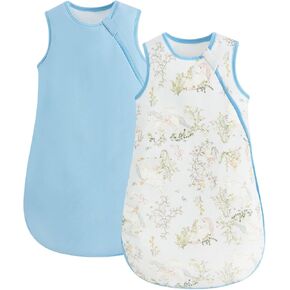 WYTbaby 2 Pack Cotton Baby Sleep Sack, Wearable Blanket | Soft Cotton Sleepsack Roomy Leg Space Two-Way Zipper Easy Diaper Changes Available in 0.5Tog,1.0Tog,1.5Tog in Saudi Arabia