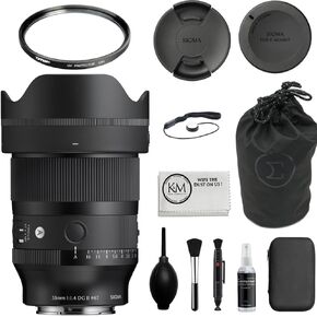 مجموعة عدسات Sigma 35mm f/1.4 DG II Art المتوافقة مع حامل E (إطار كامل) مع فلتر للأشعة فوق البنفسجية + حافظة غطاء العدسة + مجموعة تنظيف + قطعة قماش (5 قطع) in Kuwait