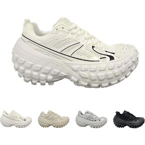 Women's Trendy Chunky Sneakers, Casual Trail Sneakers with Tire-Tread Sole, 2.5in Height Increase, PU & Mesh Upper, Breathable Non-Slip for Daily Wear in Kuwait