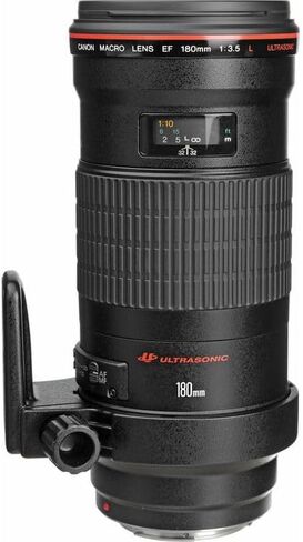 عدسة كانون EF 180 ملم f/3.5L ماكرو USM | ماكرو تليفوتوغرافي احترافي من السلسلة L مع تكبير 1:1 وبصريات متقدمة والتركيز البؤري التلقائي USM من النوع الدائري | للصور القريبة والصور الطبيعية (2539A007) + مجموعة الفلاتر + المزيد in Kuwait