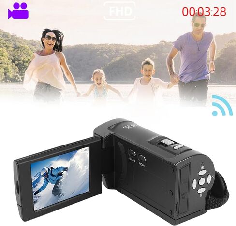 كاميرا فيديو EBTOOLS، كاميرا رقمية بدقة 2.7K QHD 50 ميجابكسل مع شاشة LCD دوران 270 درجة 2.8 بوصة وإضاءة LED تكبير 16X، تدعم بطاقة SD سعة 128 جيجابايت لتسجيل السفر أثناء السفر in Kuwait