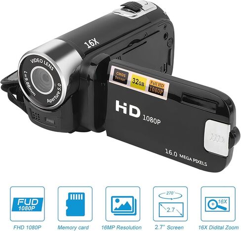 DH-90 16X التكبير الرقمي 2.7 بوصة شاشة عرض ملونة عالية الوضوح كاميرا صورة كاميرا فيديو لعشاق التصوير الفوتوغرافي in Kuwait