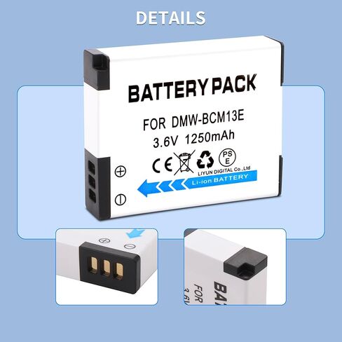 2 حزمة DMW-BCM13E DMW-BCM13 BCM13 بطارية وشاحن USB LED لباناسونيك DMW-BCM13، DMW-BCM13E، DMW-BCM13PP وباناسونيك لوميكس DC-TS7، DMC-FT5، DMC-LZ40، DMC-TS5، DMC-TZ37، DMC-TZ40، DMC-TZ41 in Kuwait