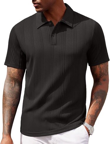 COOFANDY Polo Shirts for Men Short Sleeve Shirts Casual Stylish Collared Summer Textured Knit Shirts in Saudi Arabia
