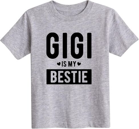 رسالة فورية - Gigi is My Bestie - تي شيرت بأكمام قصيرة للأطفال الصغار - مقاس 5T رياضي منقط in Kuwait