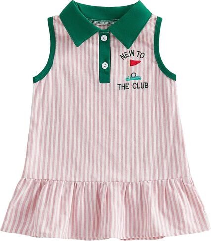 Toddler Baby Girl Golf/Baseball Outfit Lapel Collar Dress Summer Clothes | 6 12 18 Months 2T 3T 4T 5T Girl Dress,Sleeveless,Toddler Girl Golf Dress,Baseball Dress Toddler,Baby Girl Baseball Outfit in Saudi Arabia
