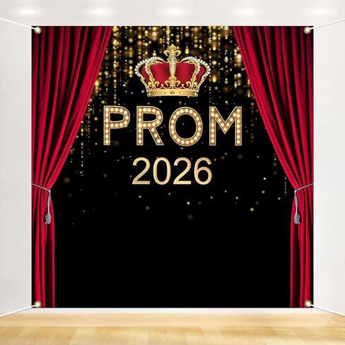 خلفية التخرج Mocsicka Prom 2026 - خلفية التخرج من الذهب الأسود لحفلة موسيقية ليلية، فئة 2026 خريجي ديكورات حفلات خلفية الصورة - تتضمن خلفية واحدة (6 × 6 أقدام) in Kuwait