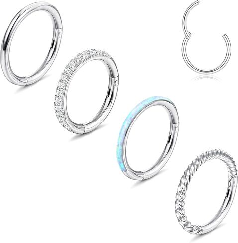 Jstyle 14G Belly Button Ring 316L Surgical Steel Belly Rings Hoop for Women Clear CZ Opal Clicker Hoop Belly Button Rings Gold Silver Small Navel Belly Body Piercing Jewelry 8mm 10mm 12mm in Saudi Arabia