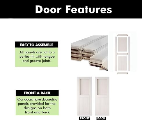 White 42" x 80" Half Lite Frosted Glass Panel, Solid Wood Sliding Barn Door, Assembly Required, Door Only, Interior Use in Saudi Arabia