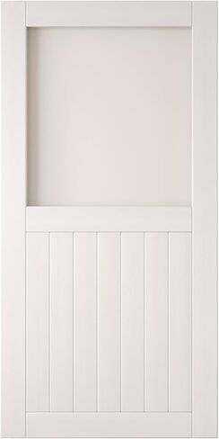 White 42" x 80" Half Lite Frosted Glass Panel, Solid Wood Sliding Barn Door, Assembly Required, Door Only, Interior Use in Saudi Arabia