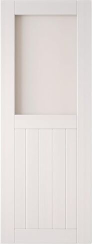 White 42" x 80" Half Lite Frosted Glass Panel, Solid Wood Sliding Barn Door, Assembly Required, Door Only, Interior Use in Saudi Arabia