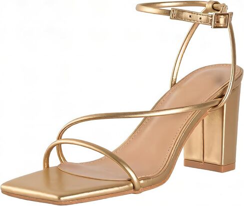 Strappy الكعوب للنساء صندل بكعب مكتنز الصيف كعب الصنادل ساحة تو قابل للتعديل الكاحل مشبك فستان الزفاف مضخات الأحذية in Kuwait