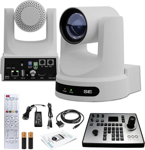 كاميرا PTZOptics Move SE PTZ مع زووم بصري 20x (أبيض) (PT20X-SE-WH-G3) + وحدة تحكم PT-Joy-G4 in Kuwait