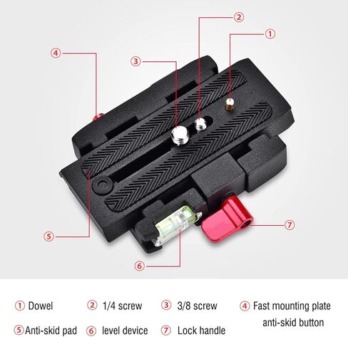 Dioche P200 Arrow Storage Case Clamp Base Plate لمحول تثبيت QR العالمي المتوافق مع 500AH 501 503HDV 701HDV حوامل ثلاثية مثبتات منزلقات لتبديل الكاميرا in Kuwait