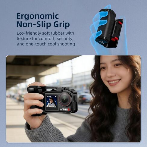 طقم قبضة لـ DJI OSMO Action 5 Pro (للقفص الأصلي)، حامل مقبض توسيع نمط DSLR مع زر مصراع لـ DJI Osmo Action 5 Pro 4 3 ملحقات الكاميرا in Kuwait