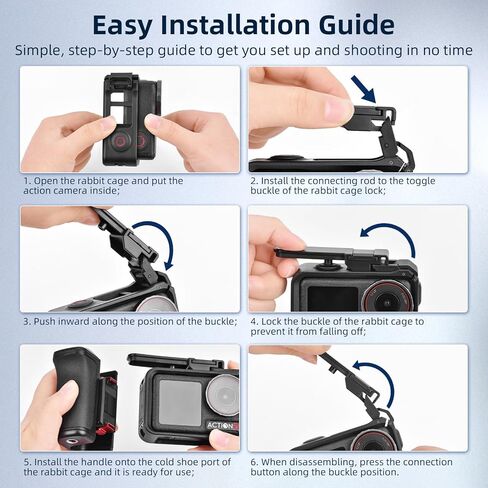 طقم قبضة لـ DJI OSMO Action 5 Pro (للقفص الأصلي)، حامل مقبض توسيع نمط DSLR مع زر مصراع لـ DJI Osmo Action 5 Pro 4 3 ملحقات الكاميرا in Kuwait