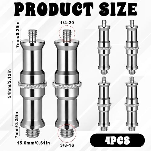 4pcs Standard 1/4 to 3/8 inch Metal Male Convertor Threaded Screw Adapter Tripod Spigot Stud for Studio Light Stand Ball Head Hotshoe/Coldshoe Adapter Flash Holder Wireless Flash Receiver Trigger in Kuwait