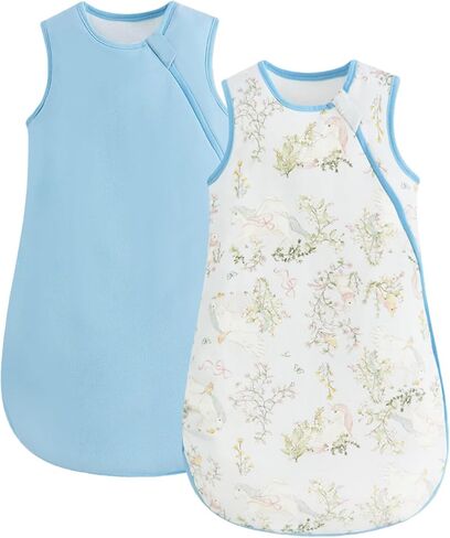 WYTbaby 2 Pack Cotton Baby Sleep Sack, Wearable Blanket | Soft Cotton Sleepsack Roomy Leg Space Two-Way Zipper Easy Diaper Changes Available in 0.5Tog,1.0Tog,1.5Tog in Saudi Arabia