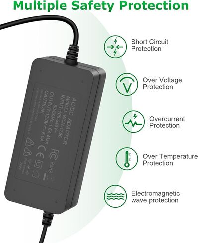 12V 6A Power Supply Adapter 72W 10FT AC/DC Adapter 100-240V DC 12 Volt 6 Amp 5A 4A 3A 2A 1A Transformer 5.5x2.5mm Plug for LED Strip Module Light CCTV Security Camera 3D Printer Speaker in Kuwait